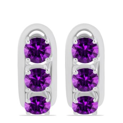 BUY 925 STERLING SILVER AFRICAN AMETHYST GEMSTONE THREE STONE EARRINGS – WHOLESALE JEWELRY SUPPLIER
